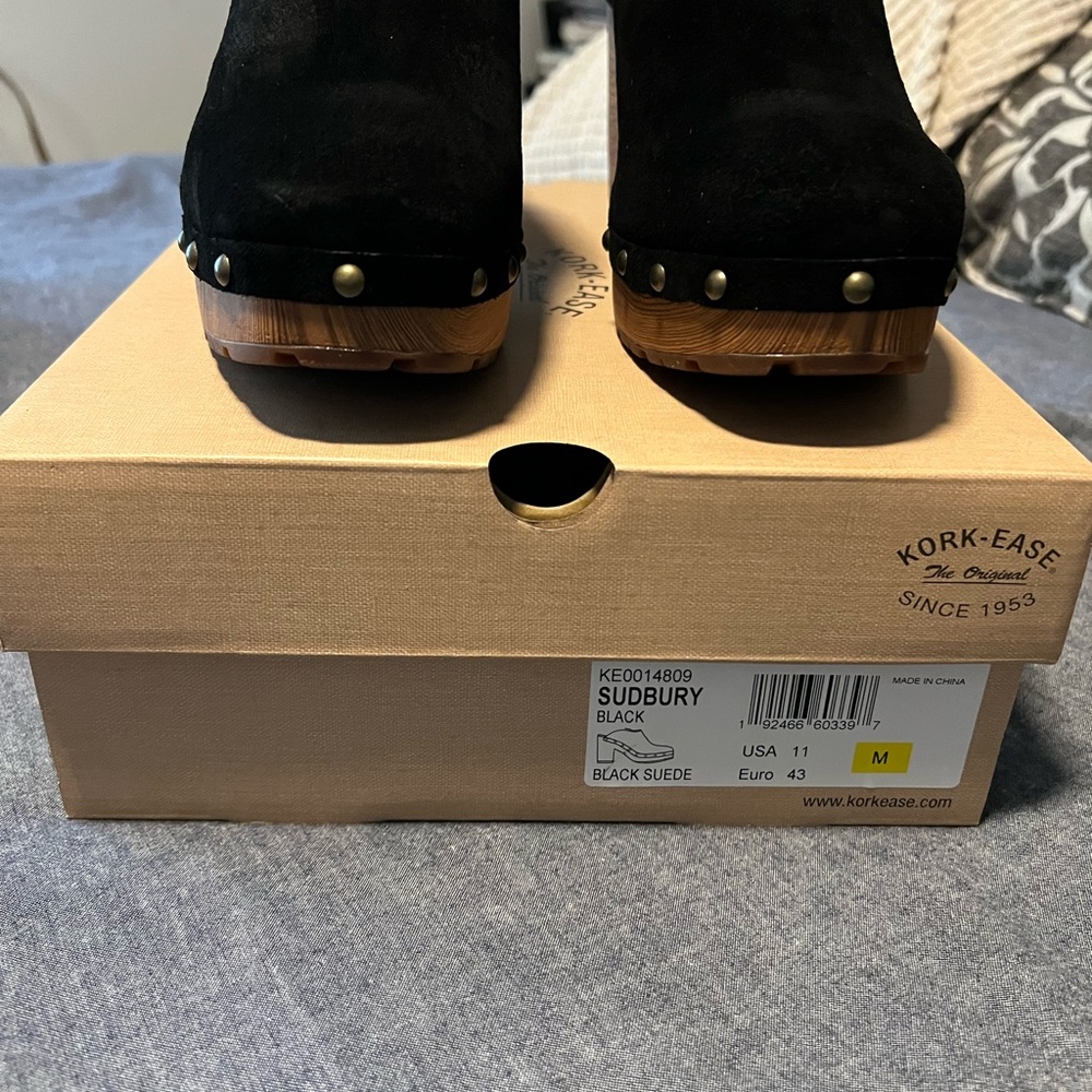 Kork-Ease Black Mules with Wooden Sole